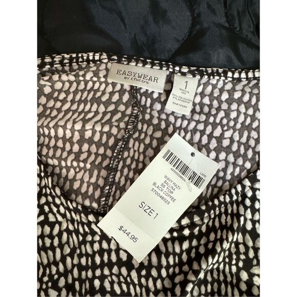 Easywear by Chicos Top Womens Size 1 Brown White Wavy Mazy Ballina Pullover NWT - Picture 3 of 9